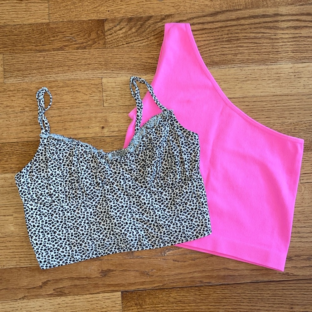 Primark one strap ribbed tank & LA Hearts leopard crop tank BUNDLE!!